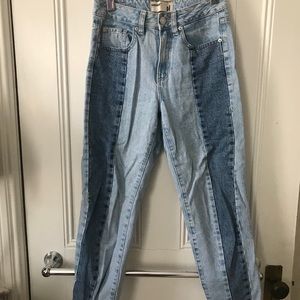 Two tone garage mom jeans